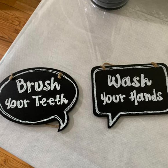 A set of 2 Black/White Chalk Bathroom Signs - Hobby Lobby - Picture 2 of 6